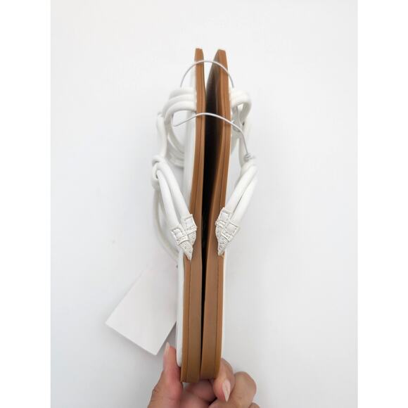Azalea Wang Stetson Tubular Straps Knot Flat Sandals Women's White Size US6 EU36 - Picture 6 of 12